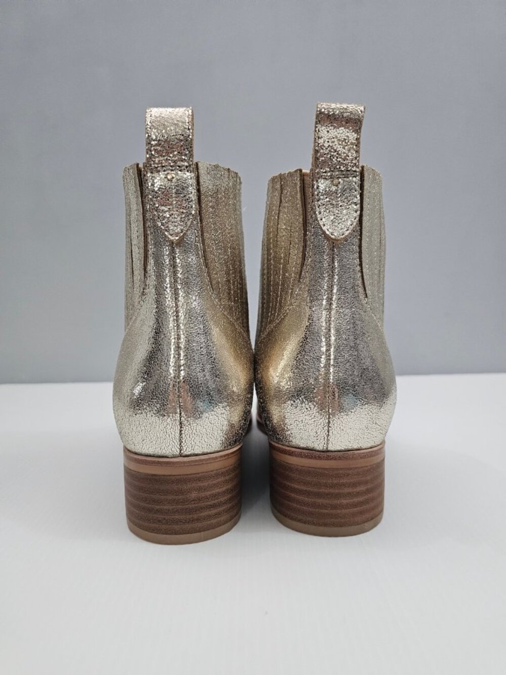 Frankie4 Nina Chelsea Ankle Boot Gold Metallic Leather Pointed Toe Womens 8 NEW - Picture 7 of 15